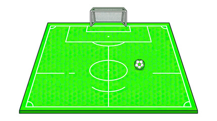 Soccer Field with Ball and Goal - Vibrant Green Artificial Turf, Sports Illustration © ahmad