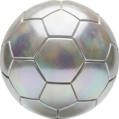 Naklejka premium Shiny metallic soccer ball with hexagonal panels.