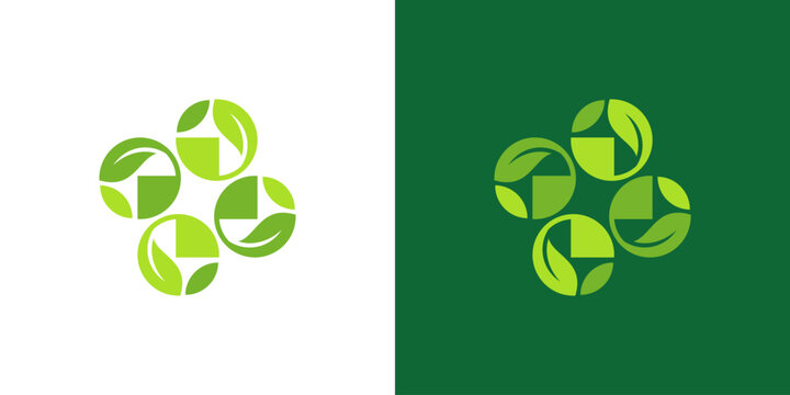 logo design combining leaf and plus medical, design vector icon idea creative