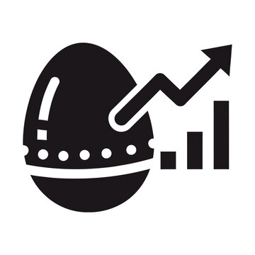 Egg Timer Growth Icon, Business Development Progress, Financial Increase, Investment Success, Black Vector Graphic