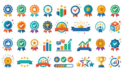 Fototapeta premium Colorful set of flat icons showing various professions and activities Vector
