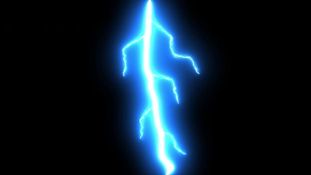 Powerful thunderbolt strike effect with blue electric energy, animated lightning flashes, and cinematic storm overlay on transparent background 4K video resolution.