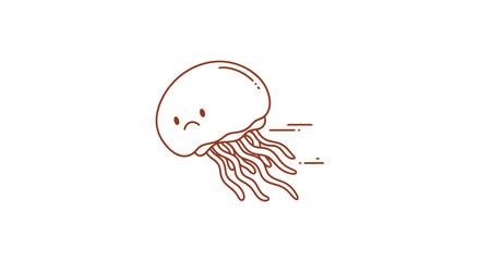 Sad Unhappy Jellyfish Simple Hand Drawn. © Caca