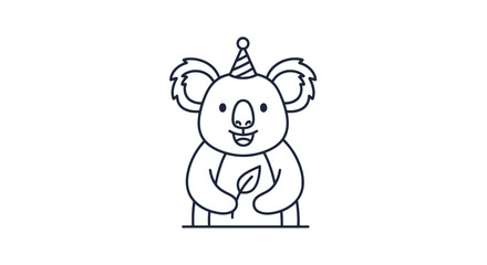 Cartoon Koala Wearing Party Hat Illustration. © Caca