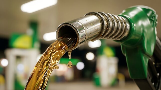 Fuel dispensing from a nozzle at a service station for automotive transportation and energy supply