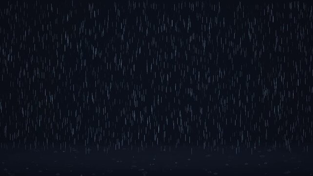 Heavy Rainfall Background with Realistic Raindrops Falling Down on Dark Surface for Weather Concepts