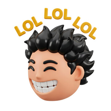 3D Cartoon Face Laughing with LOL Text