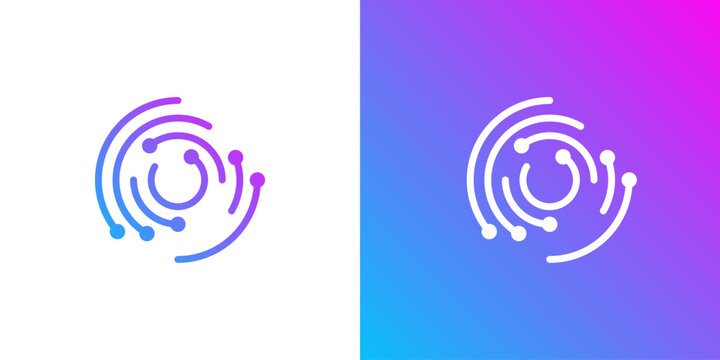 logo design combining circle and connect tech, design vector icon idea