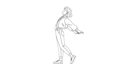 Obraz premium Woman Running with Hair Flowing Freely.