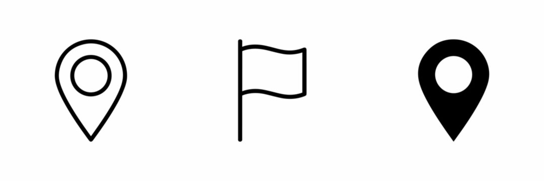 Location pin flag icon set