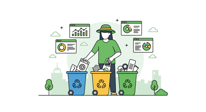 Person sorting waste into recycling bins for sustainability.