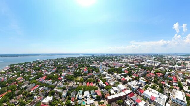 Aerial footage Broad Street Charleston South Carolina 2026