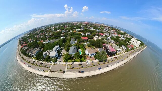 Aerial fisheye video tour Charleston South Carolina 2026