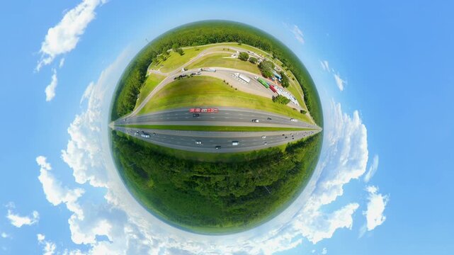 Aerial I95 tiny planet drone video