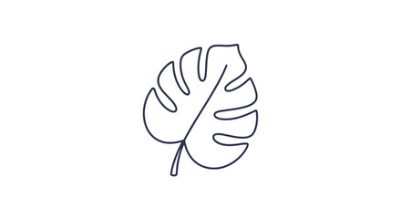 Simple Monstera Leaf Line Art Illustration. © Codari
