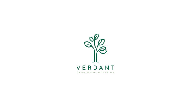 Minimalist verdant tree logo with brand name verdant Vector