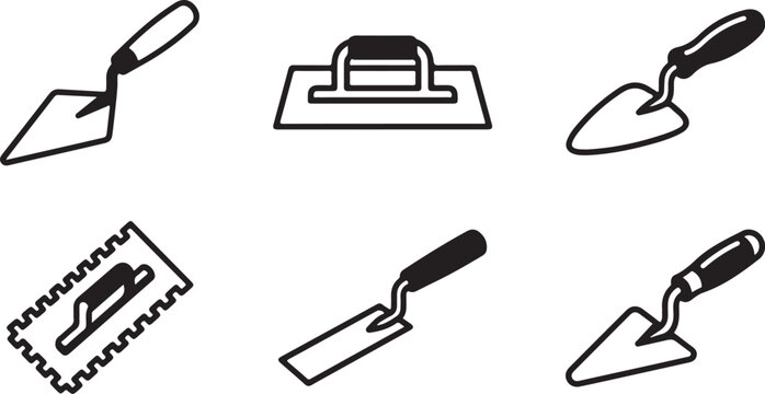 Six essential hand tools for construction and masonry work Vector
