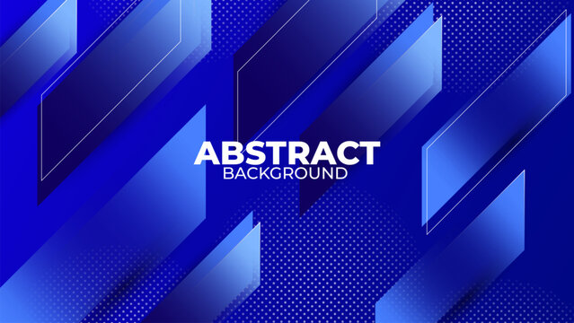 Modern Abstract Blue Background with Diagonal Geometric Shapes and Halftone Pattern