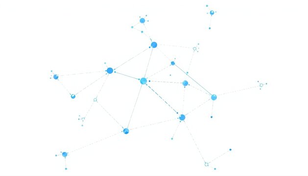 Abstract digital network connection with glowing blue dots and lines on white background connection technology abstract communication structure internet geometric information connectivity