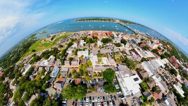 Extreme fisheye video of St Augustine Florida Castillo De San Marcos landmark fort