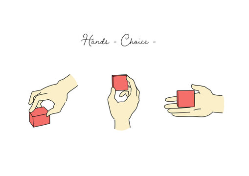 手・選ぶポーズのカラーイラストセット