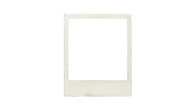 Old vintage polaroid photo frame with worn texture isolated on transparent background