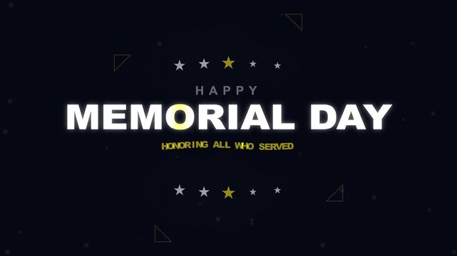 Memorial Day text animation with honoring all who served text
