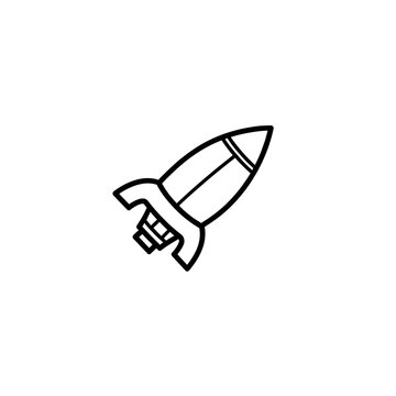 Minimalist sputnik vector rocket icon representing a space launch