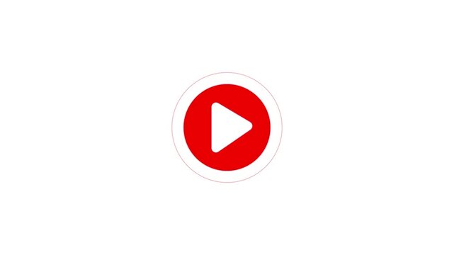 Simple video play animation on transparent background. Play icon, video play icon design animation. glowing play button animation with waves 4k video animation....