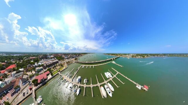 Ultra wide angle distorted video of St Augustine Florida 2026