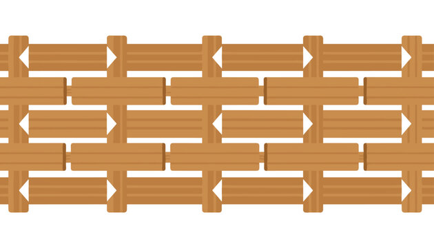 Detailed seamless pattern of a brown woven wicker texture is depicted in a flat graphic illustration layout.