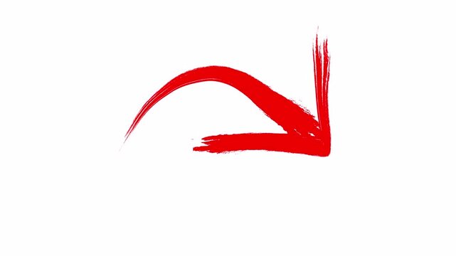 scribble brush red arrow animation 4k in transparent background