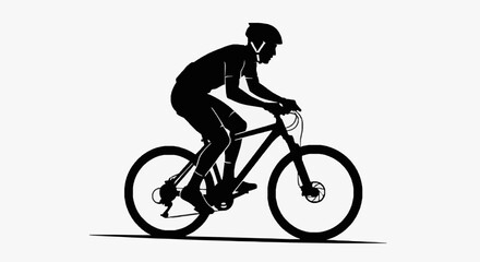 Obraz premium Athlete Riding Mountain Bike Silhouette.