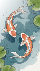 Fototapeta premium japanese koi fish, Fish in water, Fish illustrator