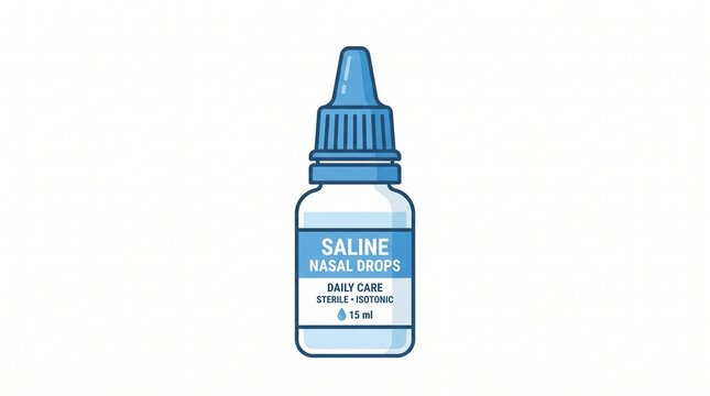 Vector illustration of a saline nasal drops bottle for daily sinus care and allergy relief