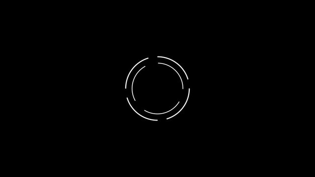 Mint colored futuristic HUD loading circle interface on black background with alpha channel. HUD loading circle 0 to 100 % count motion graphic animation.