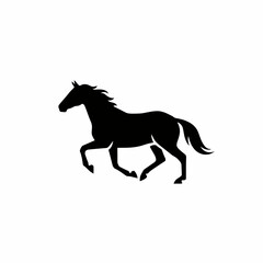 Fototapeta premium Black horse silhouette running freely