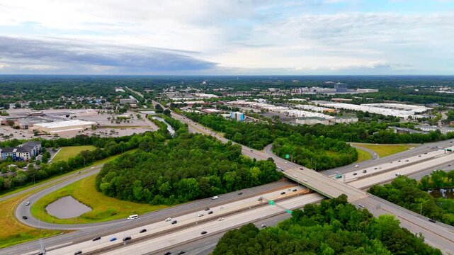 Commercial district Greenbrier Chesapeake Virginia aerial drone video 4k