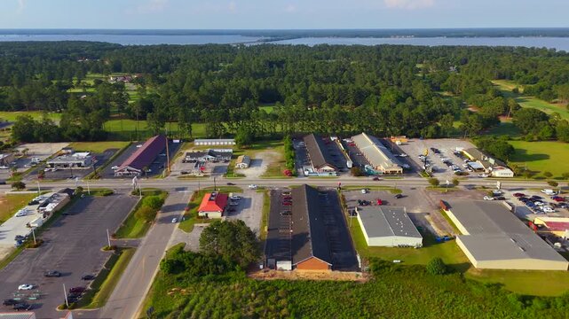 Drone footage Santee South Carolina at sunset 2026