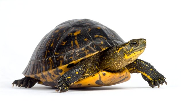 Tortoise with yellow markings on shell and skin