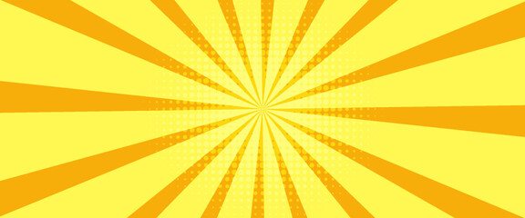 Fototapeta premium Yellow and orange flash background vintage pop art superhero background for comics