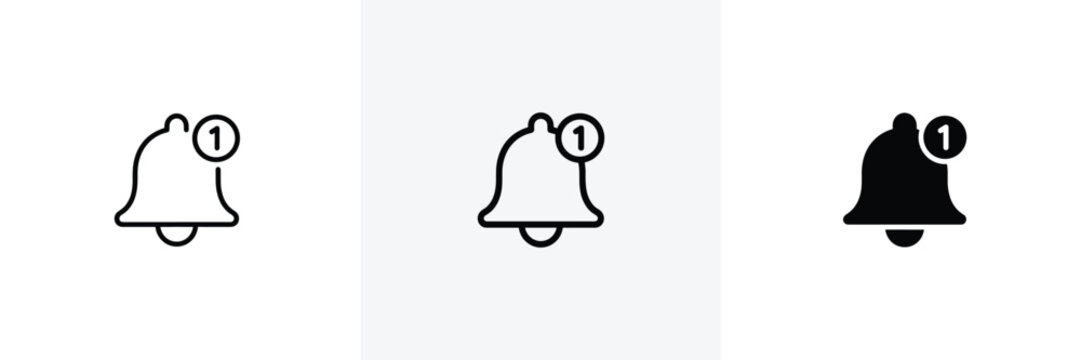 Bell notification icon with counter number one.