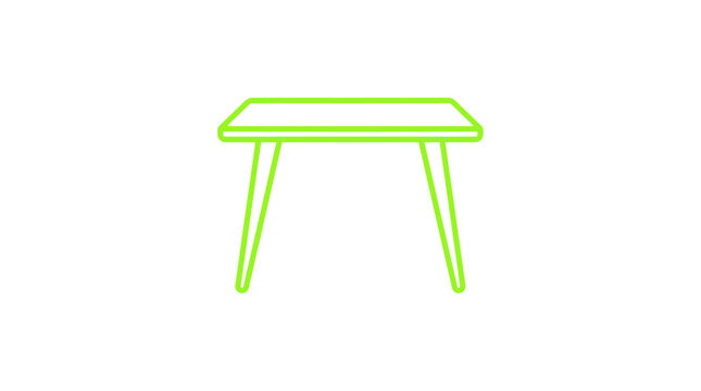 Simple green outlined three legged table.