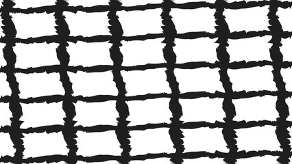 Distressed black fishing net vector, hand-drawn rope mesh texture, nautical grid pattern with rough edges, industrial safety net background © Absarul