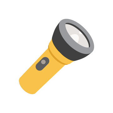 懐中電灯のイラスト。ハンディライトのフラットデザインアイコン。Disaster prevention flashlight illustration. Emergency torch light icon.