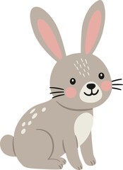 Fototapeta premium Rabbit Sitting Cute Gray Cartoon Illustration