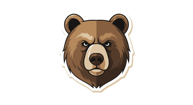 Aggressive grizzly bear head emblem fierce wildlife portrait