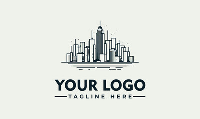 Fototapeta premium Modern city skyline urban architecture corporate identity vector logo illustration