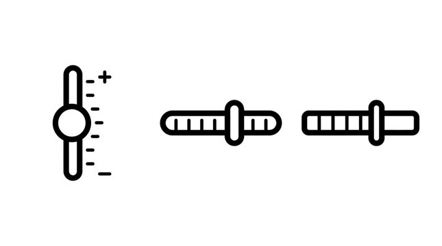 Set of digital slider and adjustment scale UI icons with adjustment interface graphics precision increment configuration interactive function parameter software development management
