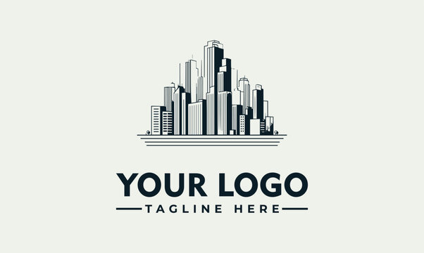 Sleek metropolitan skyline vector logo illustration, perfect for business branding and real estate agencies